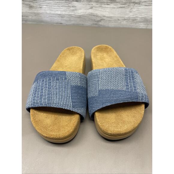 Commbi Patchwork Slides Women’s 11 Blue Comfortable Sandals - Picture 3 of 10